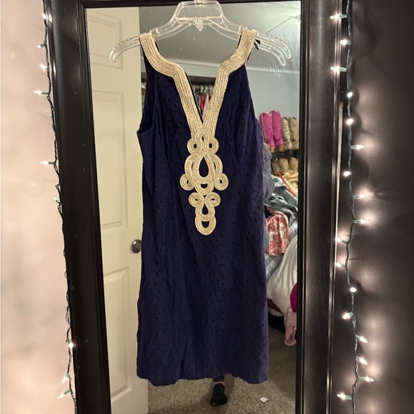 Lilly Pulitzer Dresses & Skirts - Navy Dress with gold Embellishment